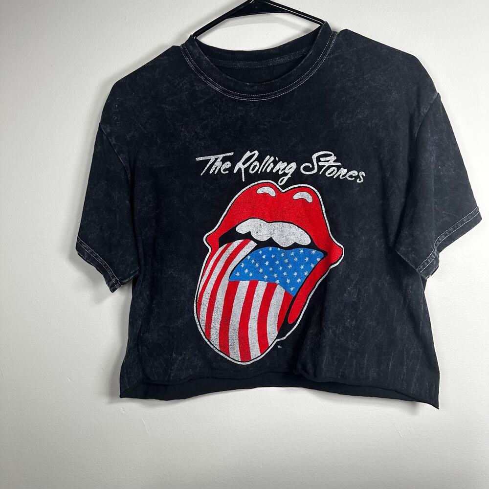 The Rolling Stones Oversized Cutoff Tee American Flag Tongue